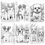 10 Cute Puppies Different Species Coloring Book Printable Adult Coloring Pages Download Grayscale Illustration Printable PDF File Etsy