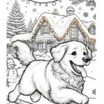 Christmas Puppy Coloring Page For Kids