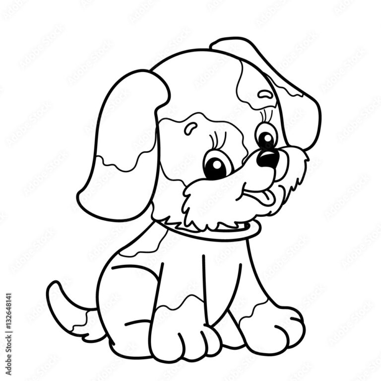 Coloring Page Outline Of Cartoon Dog Cute Puppy Sitting Pet Coloring Book For Kids Stock Vector Adobe Stock