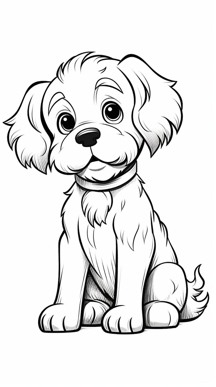 Simple Dog Coloring Page For Kids Coloring Page For Kids color Book Kids Art Coloring Book 