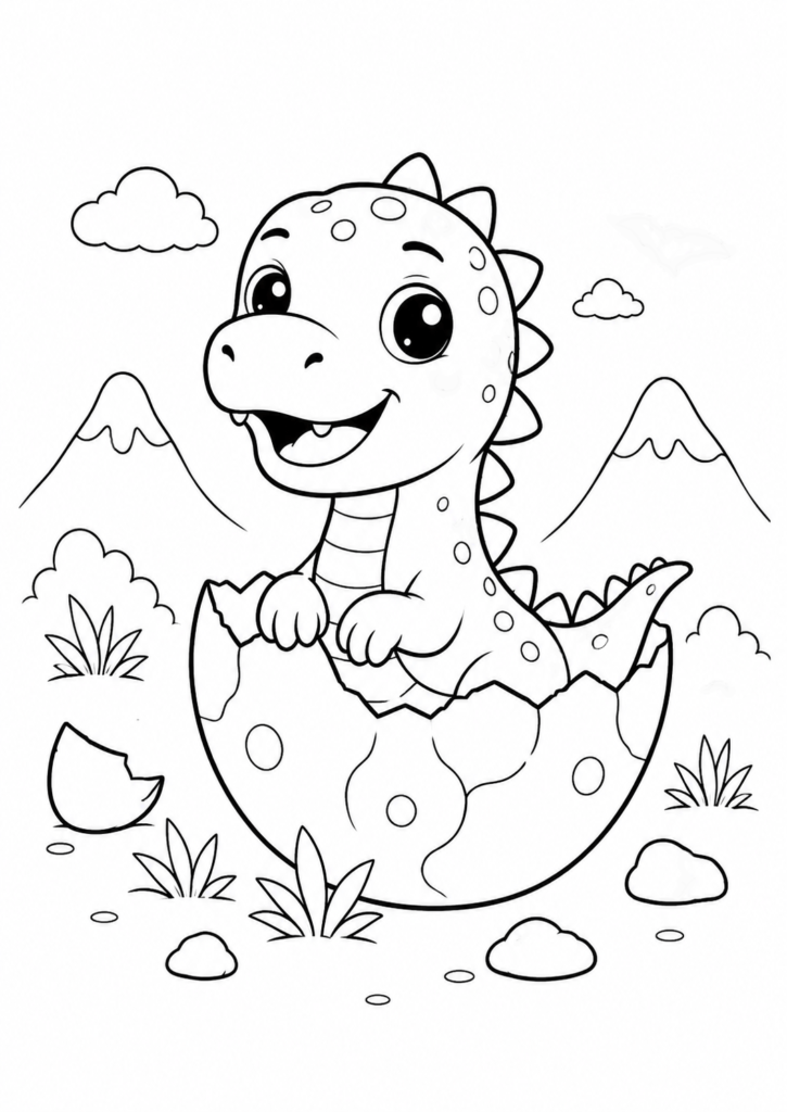 Cute Baby Dinosaur Coloring Page (Free Printable)