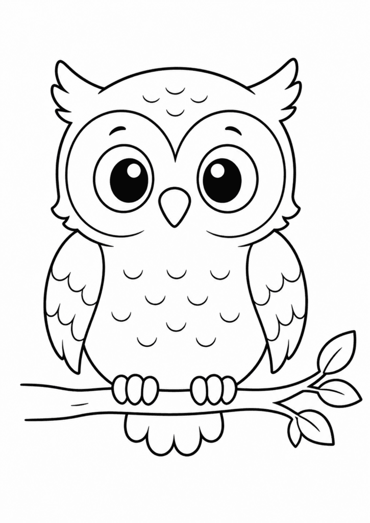 owl coloring page for toddlers easy