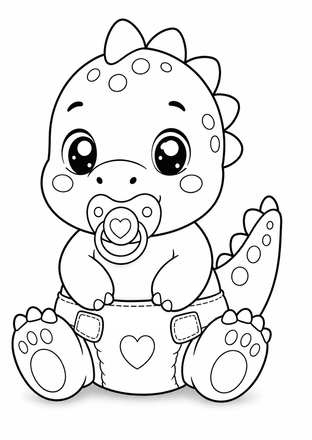 Cute Baby Dinosaur Coloring Page (Free Printable)