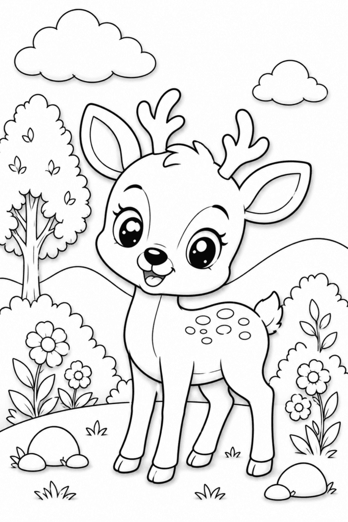 little deer coloring page for preschoolers
