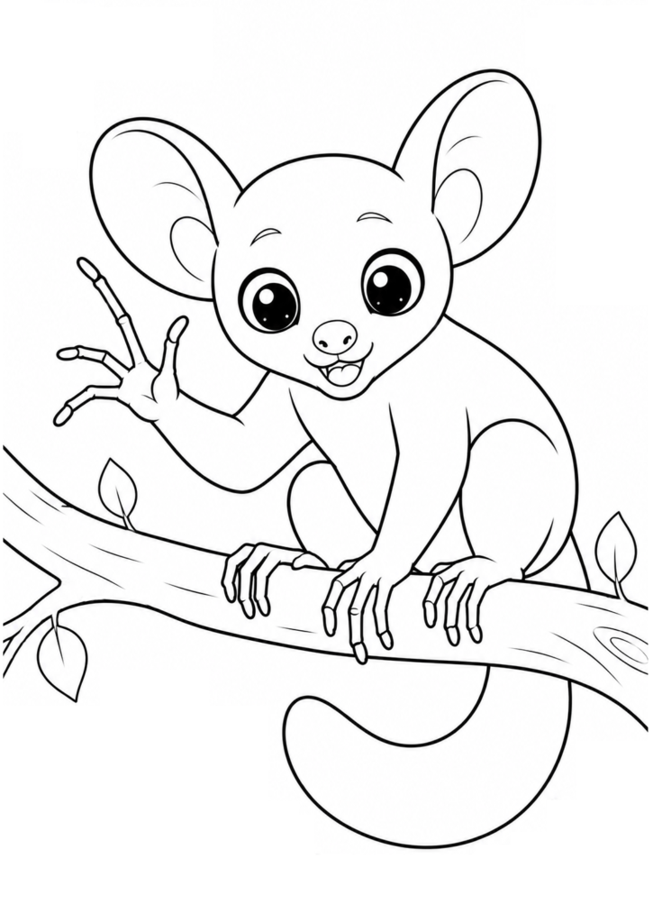Baby Aye-Aye Coloring Page