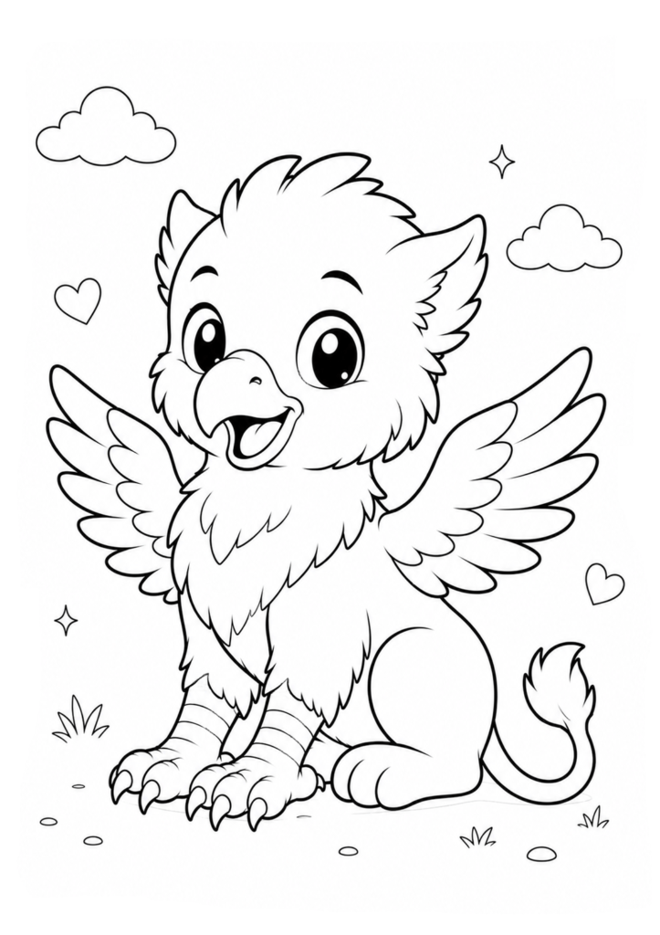 Cute baby griffin coloring page