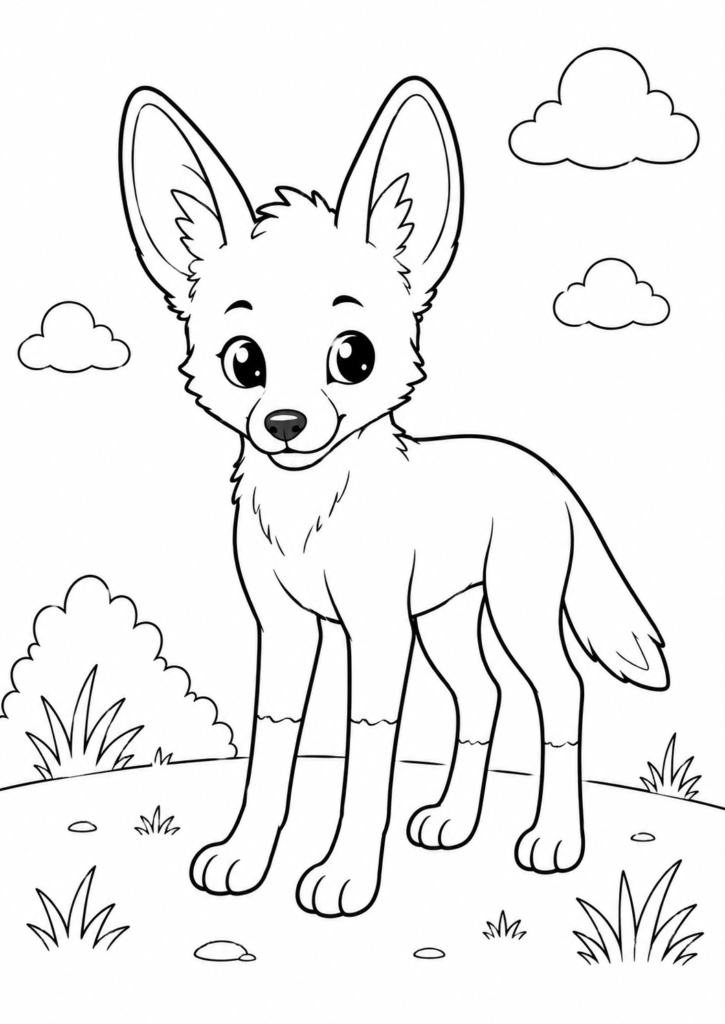 Baby Maned Wolf Coloring Page