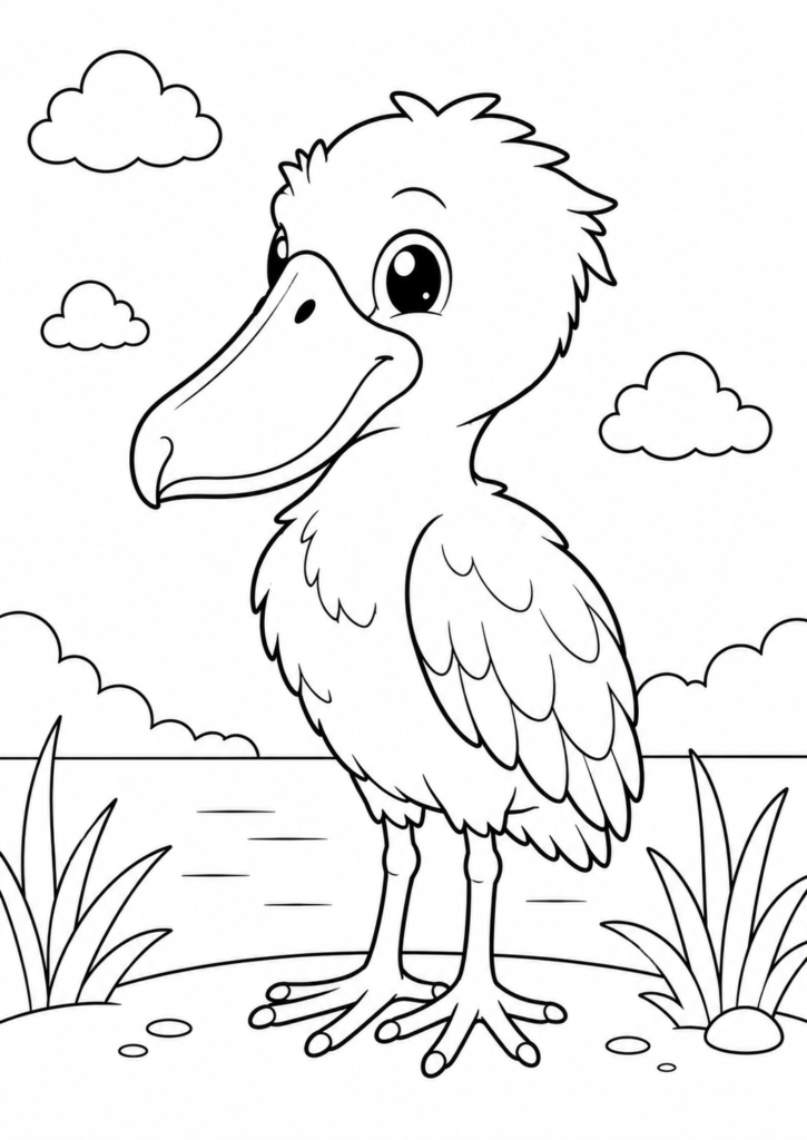 Baby Shoebill Coloring Page