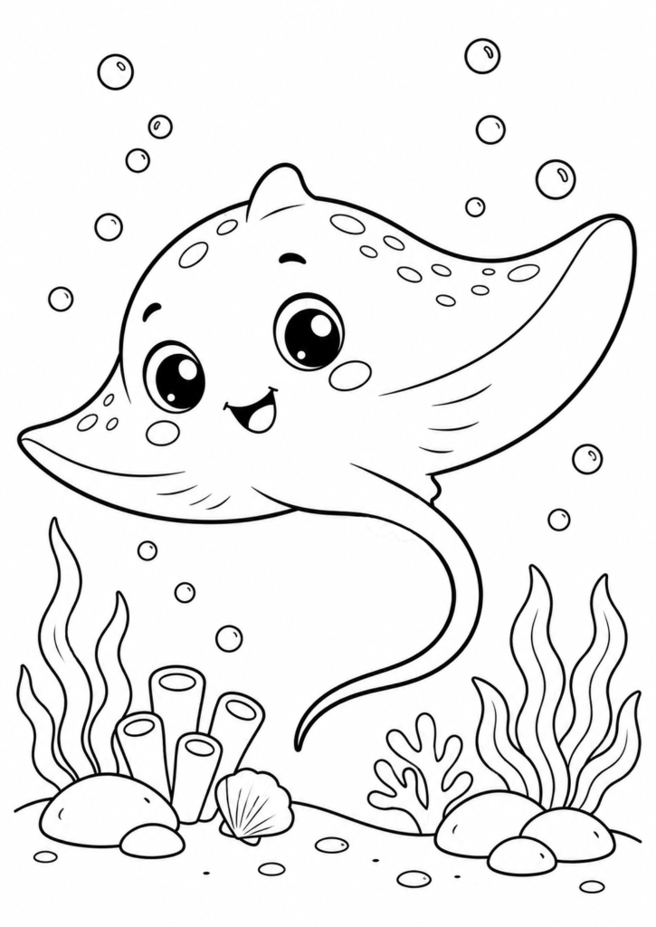 Baby stingray coloring page for kids