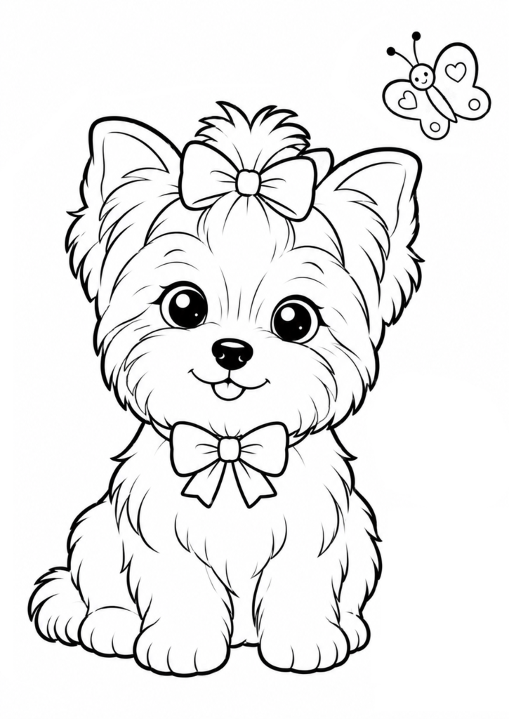 Cute Yorkshire Terrier puppy coloring page